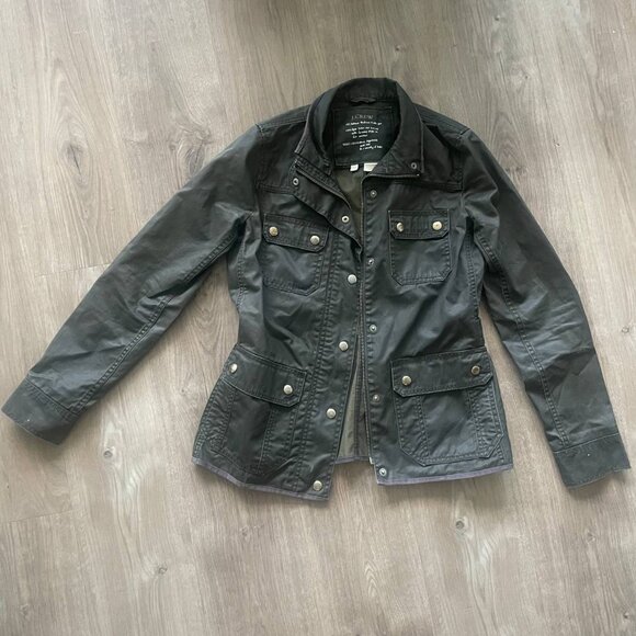 J. Crew Relaxed Boyfriend Field Jacket Olive Green - Picture 4 of 6